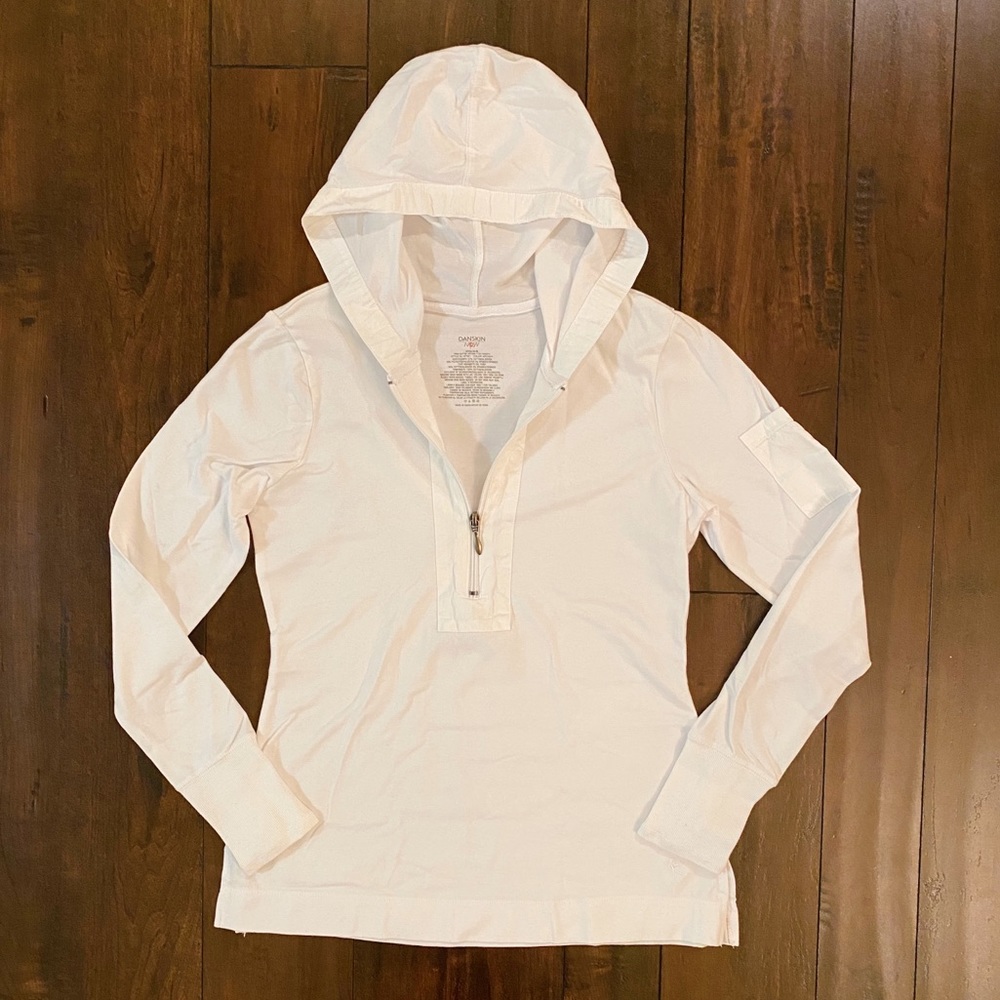 Danskin: White Thin Hoodie with Zipper